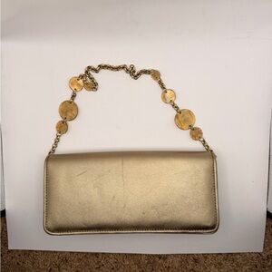 2000s Y2K vintage Ann Taylor leather Elegant Gold Chain shoulder bag